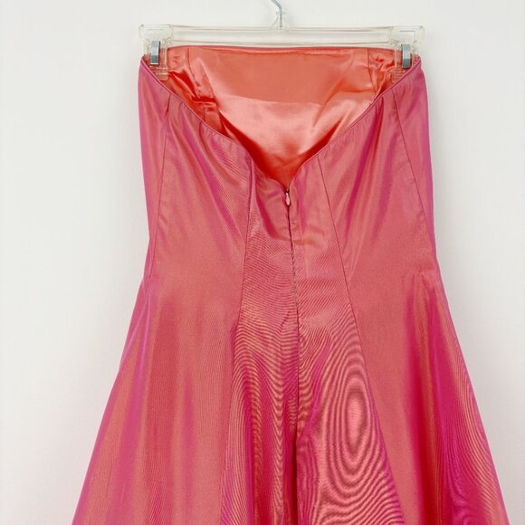Vintage Jessica McClintock Gunne Sax Prom Dress Size 3 Peach Taffeta Ruched - Picture 4 of 8